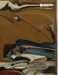 Abstract painting with brown, tan, white, and blue swirls features on the cover of April 2025 Issue: The Big Art Issue (Digital Edition), celebrating Chicago arts with the headline "Breakout Artists" in the top right corner.