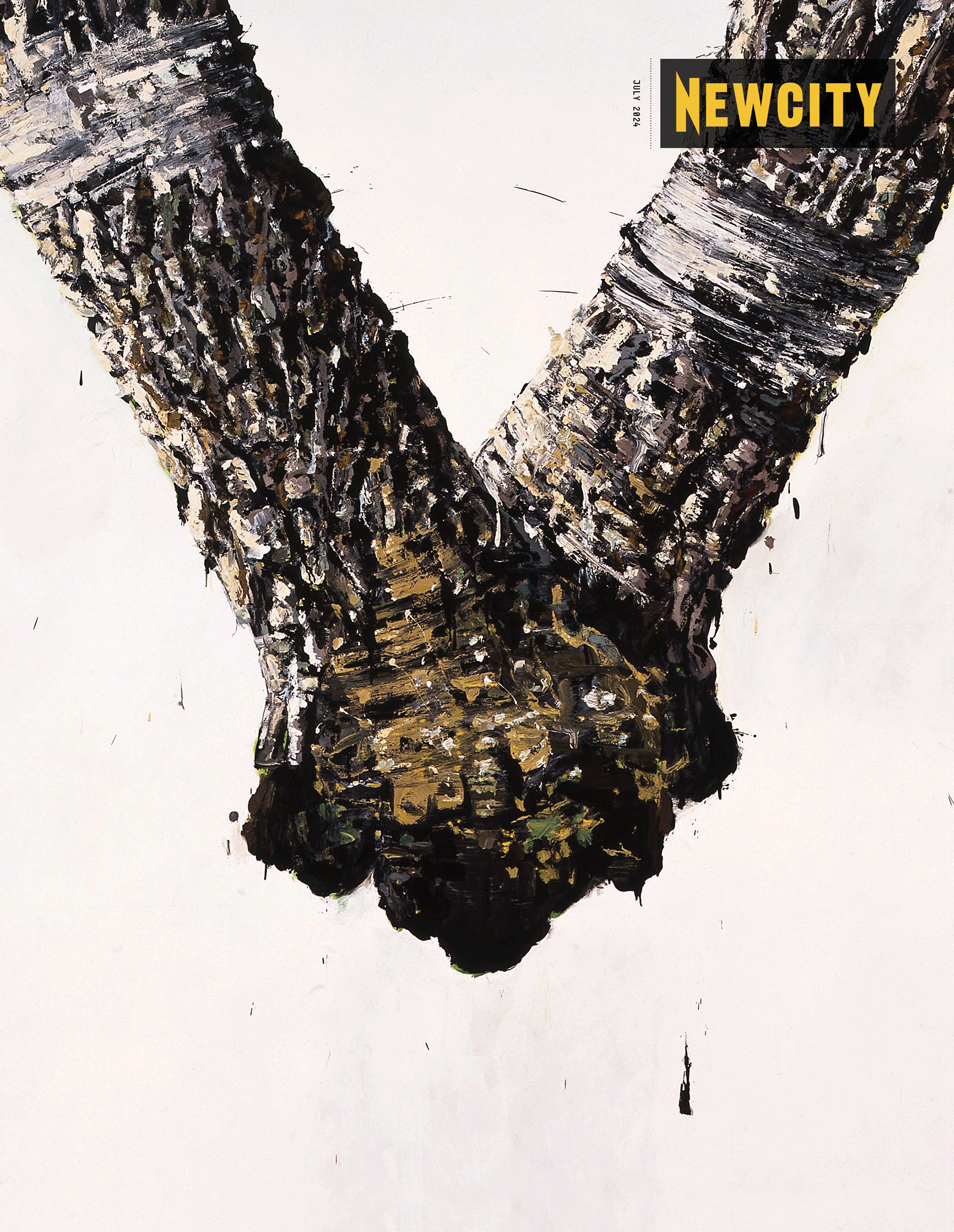 Two hands clasped together, painted with broad, textured brushstrokes against a white background. "July 2024 Issue: Vera (Digital Edition)" appears in bold yellow letters in the top right corner, evoking the spirit of creative spaces like Roots Salon and performances at Nuremberg Opera House.