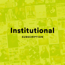 Newcity cover collage with green overlay and words "Institutional Subscription" in black lettering